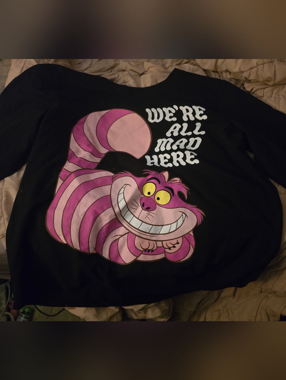 Disney Alice In Wonderland Chesire Cat 'We're All Mad Here' Crewneck Sweatshirt